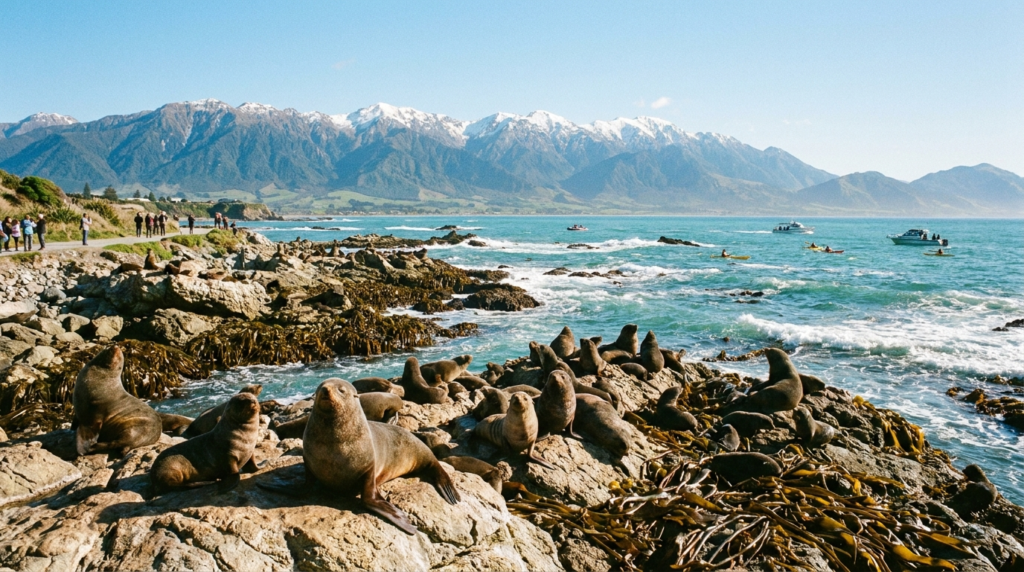 AI-generated illustration of Kaikoura seal colony