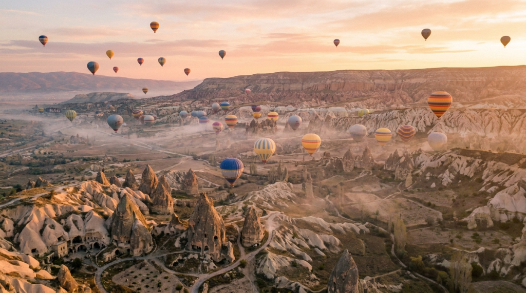 AI-generated illustration of cappadocia hot air balloon