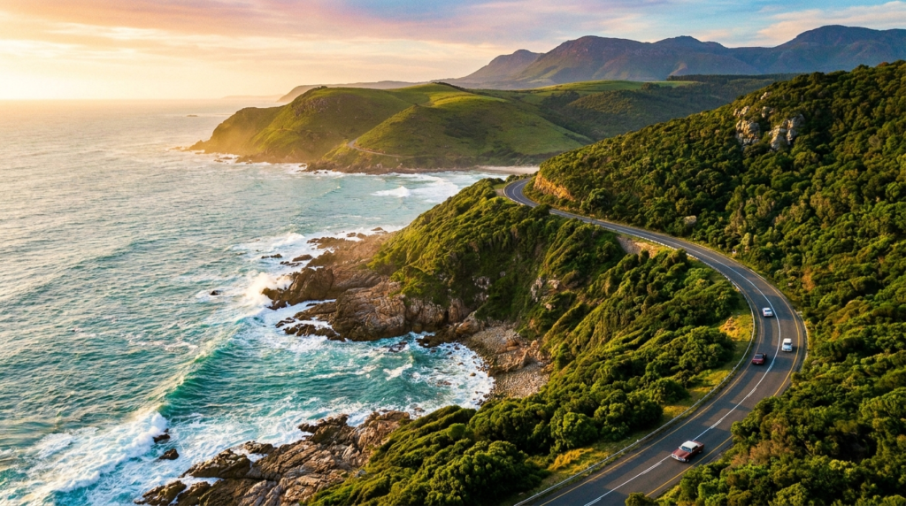 AI-generated illustration of garden route itinerary