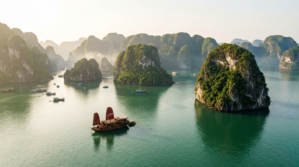 AI-generated illustration of ha long bay cruise