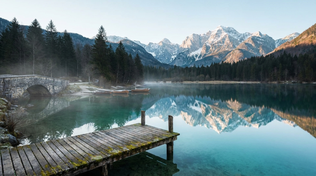 AI-generated illustration of lake bohinj