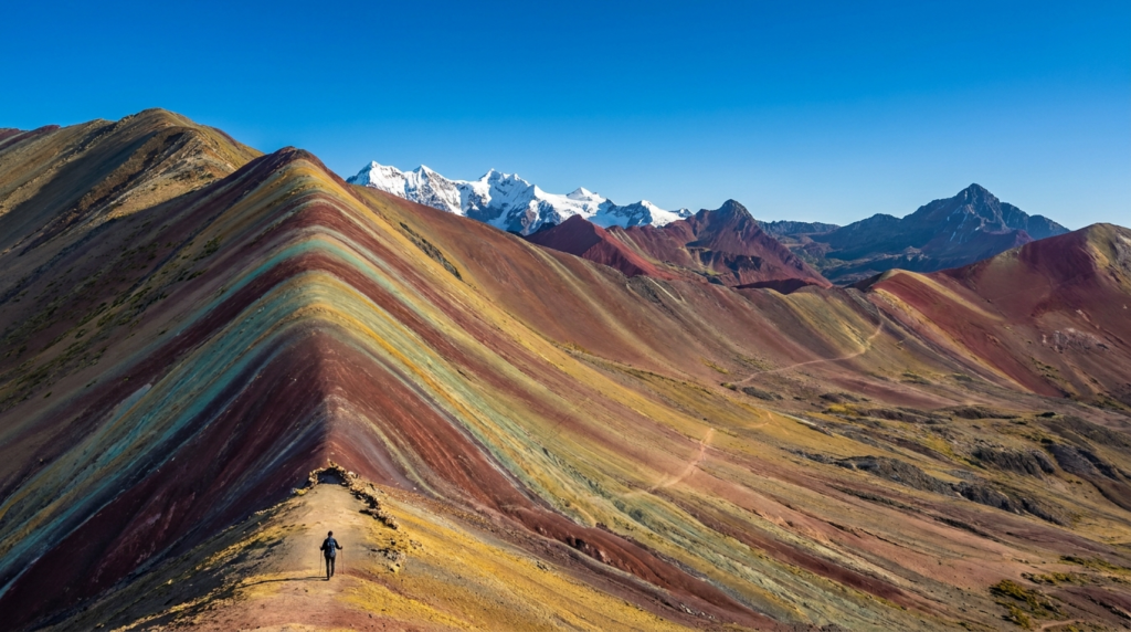 AI-generated illustration of rainbow mountain peru